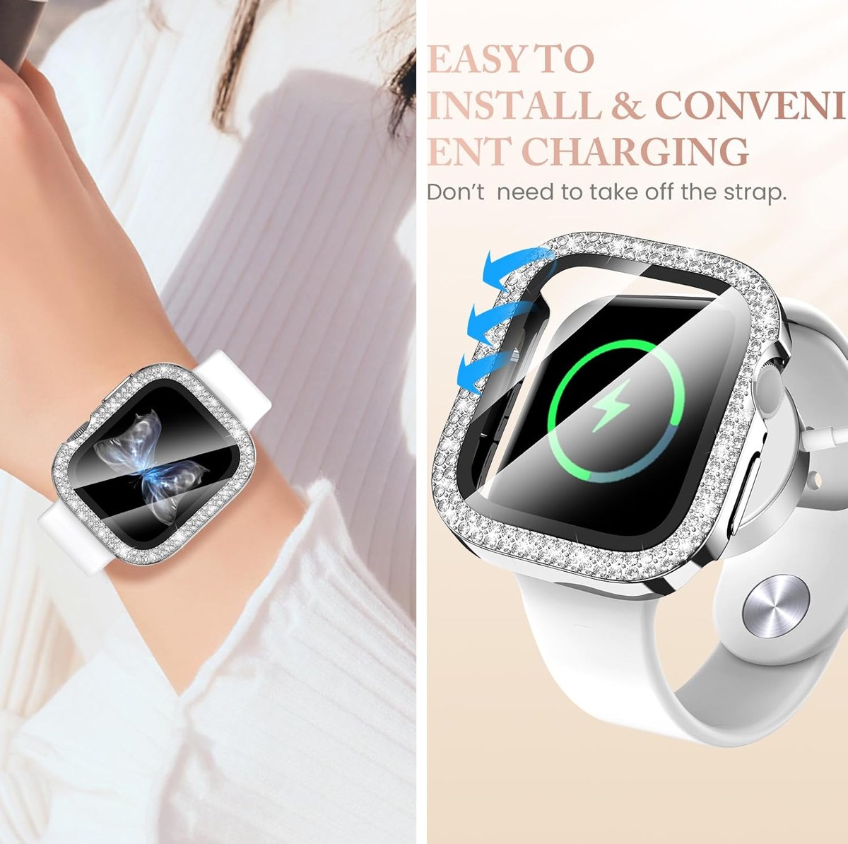 Goton Double-Row Bling Case with Glass for Apple Watch photo 6