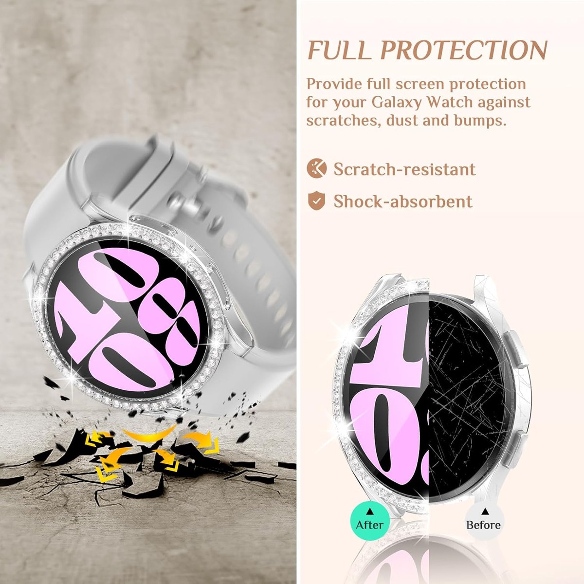 Goton Bling Case with Glass for Galaxy Watch 6 photo 3