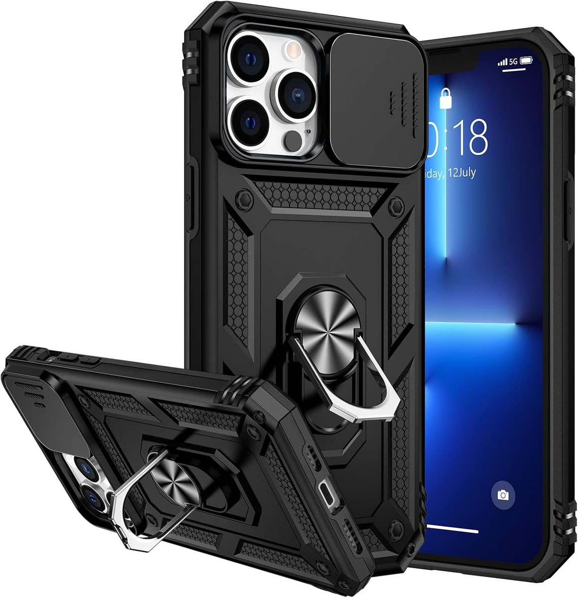 Goton iPhone 13 Pro Max Case with Camera Cover and Ring