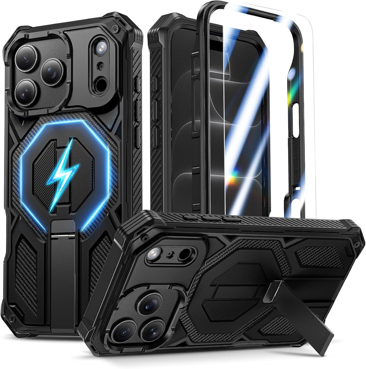 Goton Magnetic iPhone Case with Screen Protector and Hidden Stand
