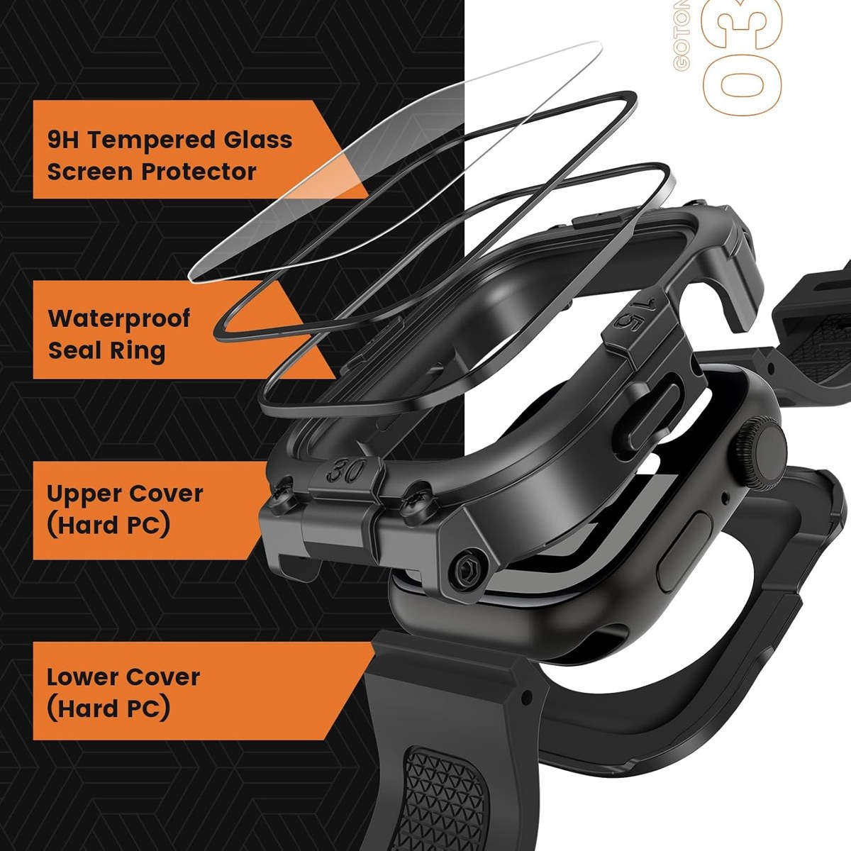 Goton 3-in-1 Waterproof Case with Band for Apple Watch photo 3